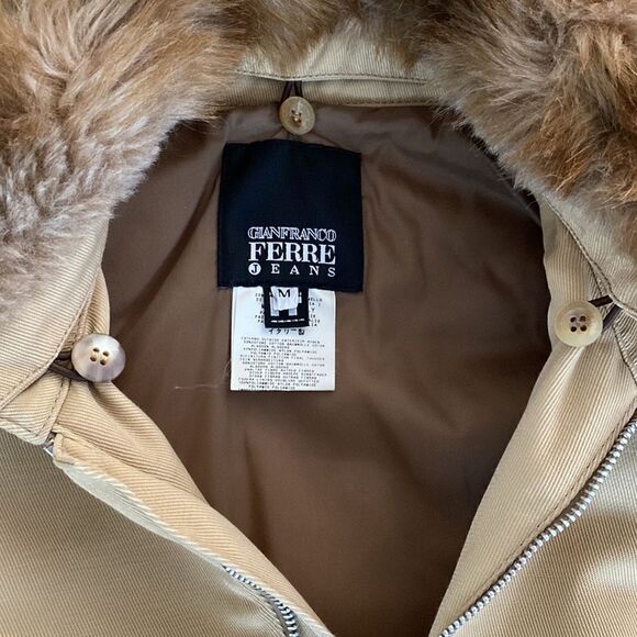 Gianfranco Ferre Aviator Bomber Jacket Removable Faux Fur Collar - Picture 12 of 14